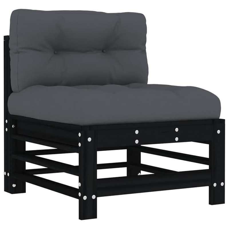 vidaXL 7 Piece Wood Garden Lounge Set in Black/Anthracite
