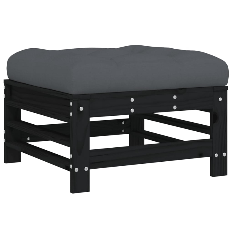 vidaXL 7 Piece Wood Garden Lounge Set in Black/Anthracite