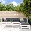 vidaXL 7 Piece Wood Garden Lounge Set in White/Anthracite