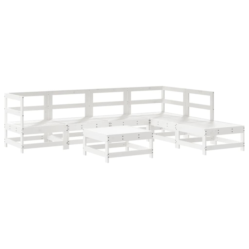 vidaXL 7 Piece Wood Garden Lounge Set in White/Anthracite