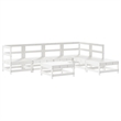 vidaXL 7 Piece Wood Garden Lounge Set in White/Anthracite