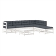 vidaXL 7 Piece Wood Garden Lounge Set in White/Anthracite