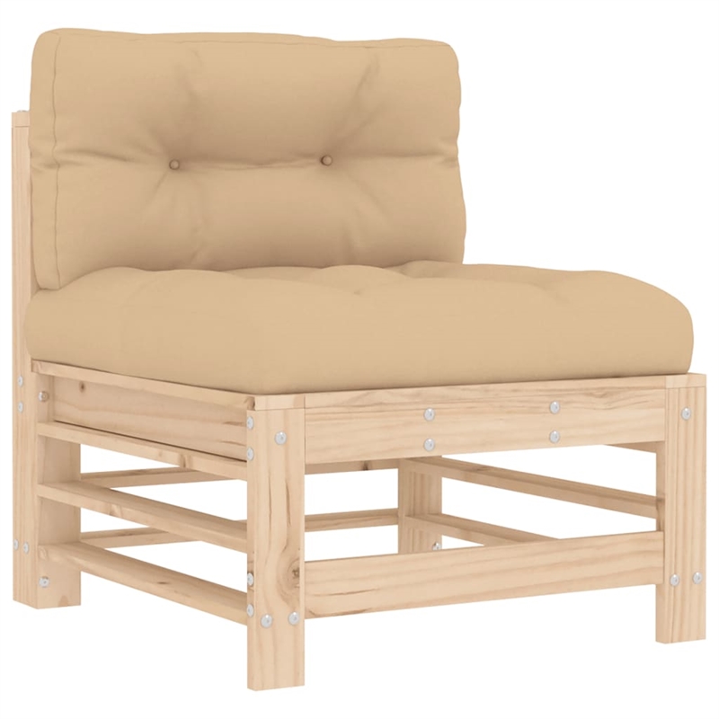 vidaXL 7 Piece Wood Garden Lounge Set in Beige