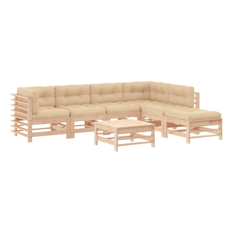 vidaXL 7 Piece Wood Garden Lounge Set in Beige