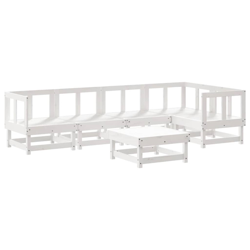 vidaXL 6 Piece Wood Large Garden Lounge Set in White