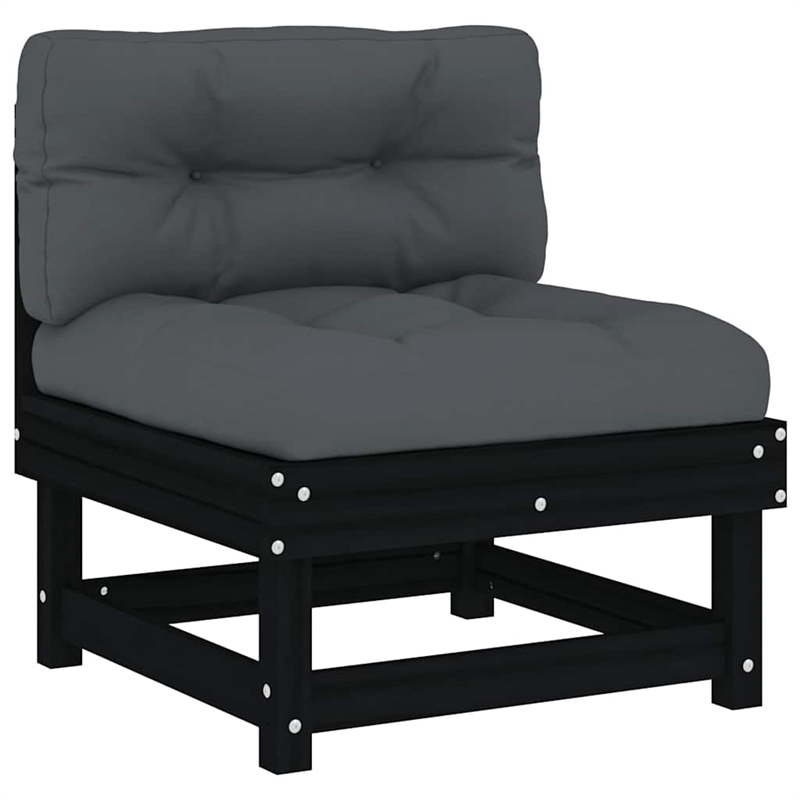 vidaXL 6 Piece Wood Small Garden Lounge Set in Black/Anthracite