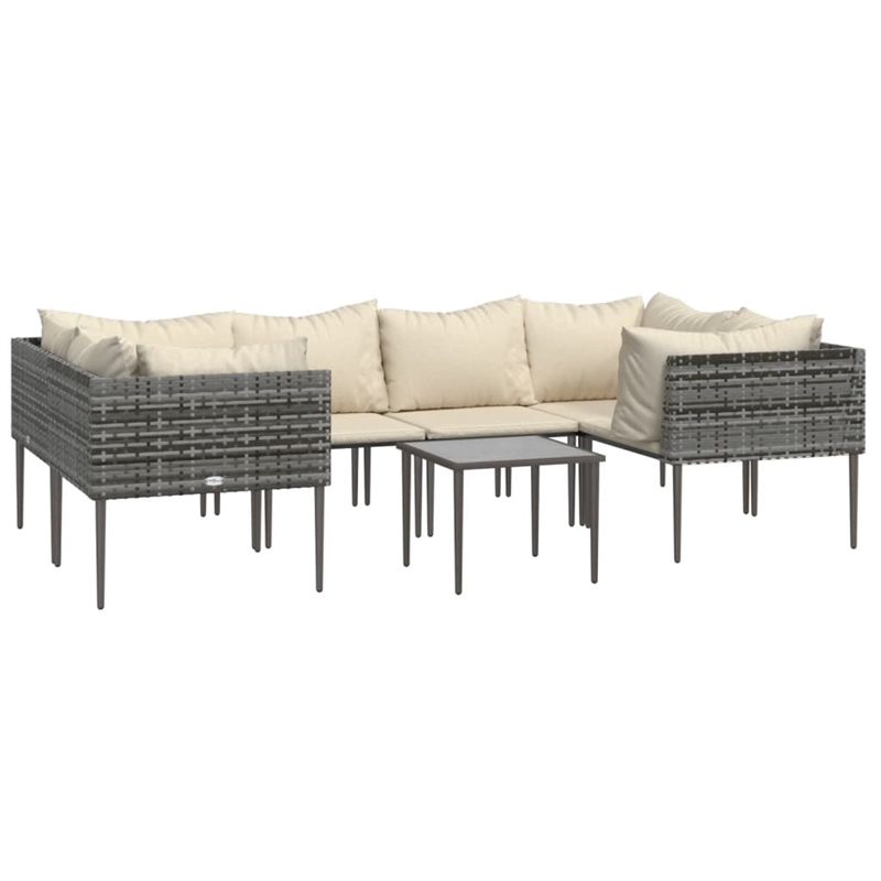 vidaXL 7 Piece Steel Garden Lounge Set in Gray/Beige