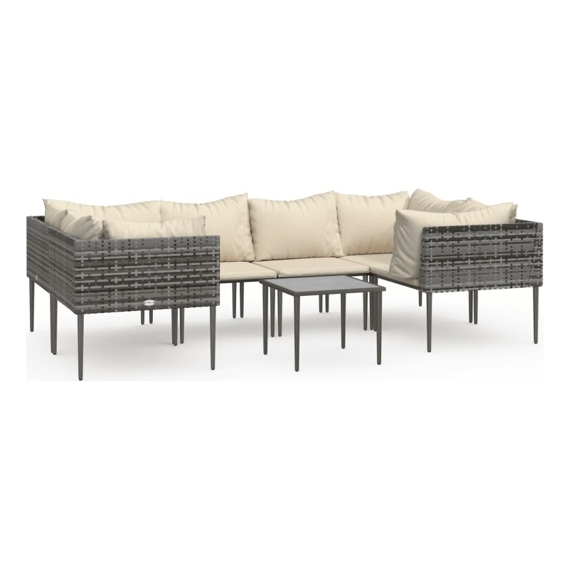 vidaXL 7 Piece Steel Garden Lounge Set in Gray/Beige