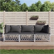 vidaXL 3 Piece Steel Garden Lounge Set in White/Gray