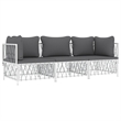vidaXL 3 Piece Steel Garden Lounge Set in White/Gray