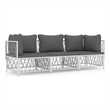vidaXL 3 Piece Steel Garden Lounge Set in White/Gray