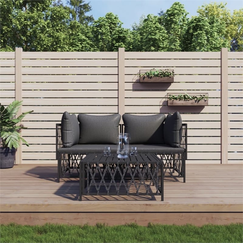 vidaXL 3 Piece Steel Garden Lounge Set in Anthracite