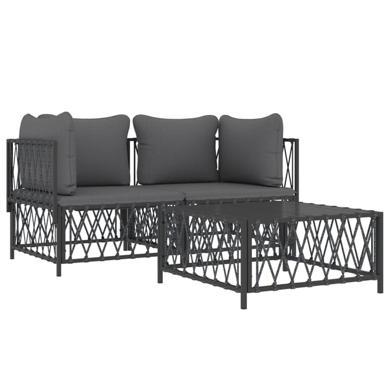 vidaXL 3 Piece Steel Garden Lounge Set in Anthracite