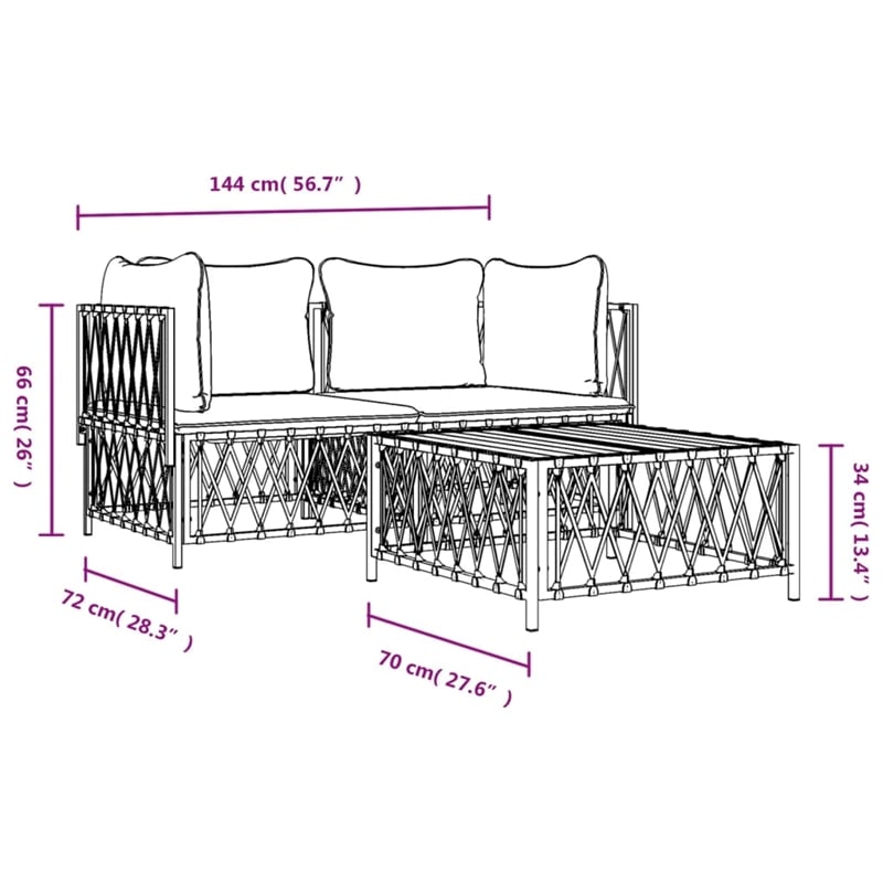 vidaXL 3 Piece Steel Garden Lounge Set in Anthracite