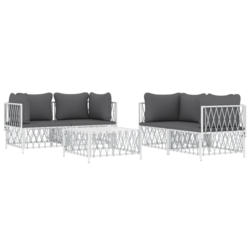 vidaXL 5 Piece Steel Garden Lounge Set in White/Gray