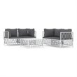 vidaXL 5 Piece Steel Garden Lounge Set in White/Gray