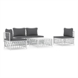 vidaXL 5 Piece Steel Garden Lounge Set in White/Gray