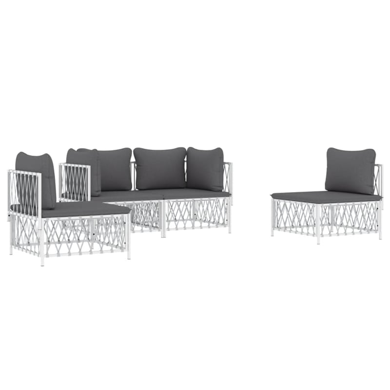 vidaXL Steel Garden Lounge Set in White