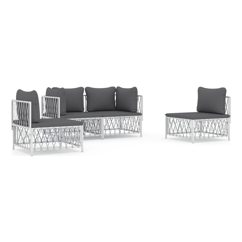 vidaXL Steel Garden Lounge Set in White