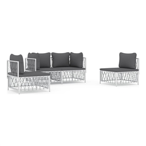 vidaXL Steel Garden Lounge Set in White