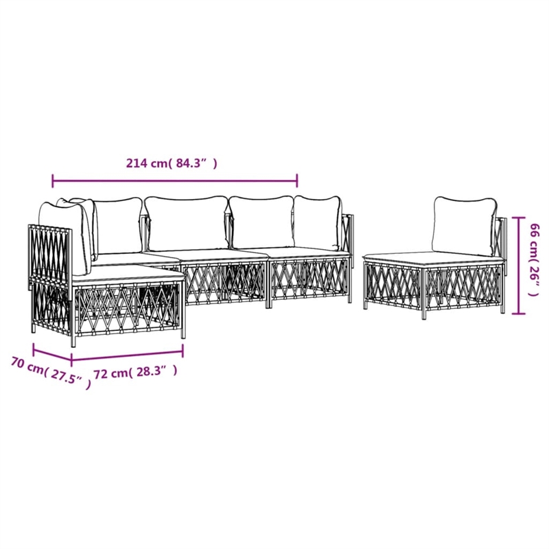 vidaXL 5 Piece Steel Garden Lounge Set in Anthracite