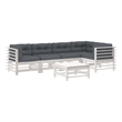 vidaXL 6 Piece Wood Large Garden Lounge Set in White