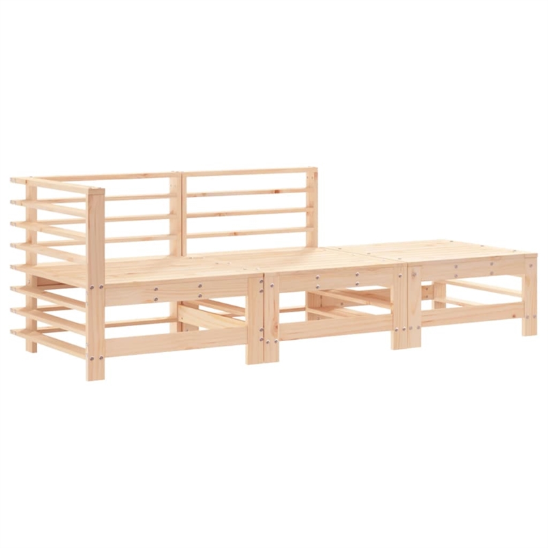 vidaXL 3 Piece Wood Medium Garden Lounge Set in Beige