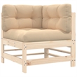 vidaXL 3 Piece Wood Medium Garden Lounge Set in Beige