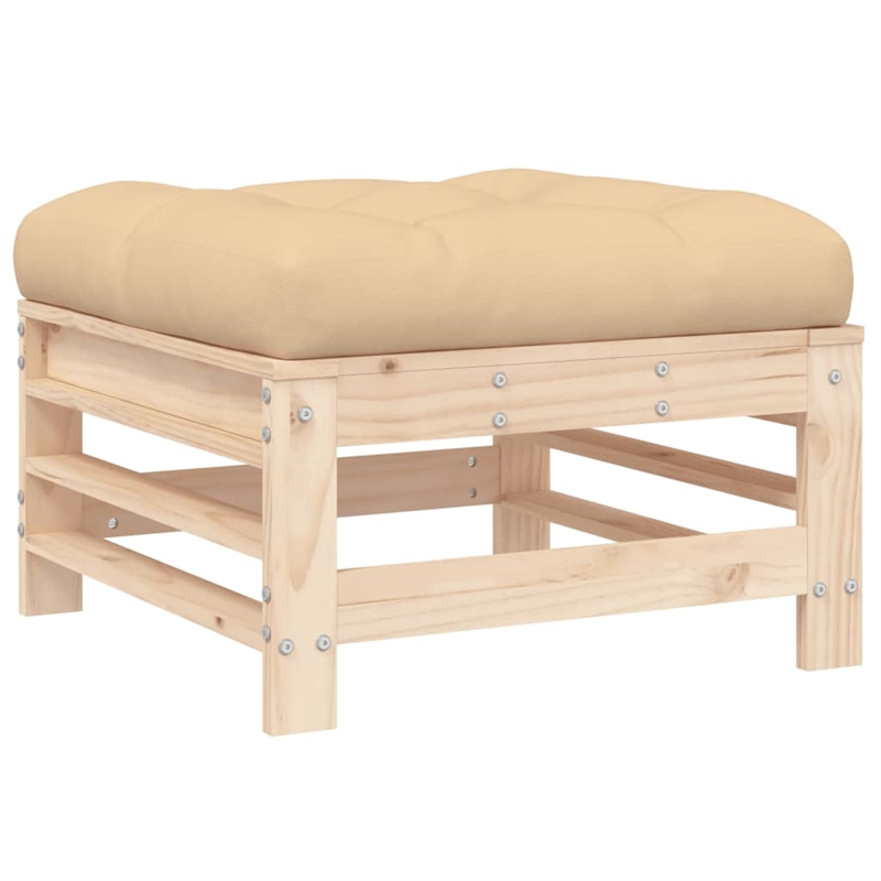vidaXL 3 Piece Wood Medium Garden Lounge Set in Beige