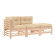 vidaXL 3 Piece Wood Medium Garden Lounge Set in Beige