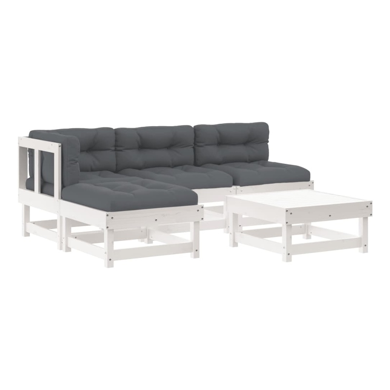 vidaXL Wood Garden Lounge Set in White/Anthracite