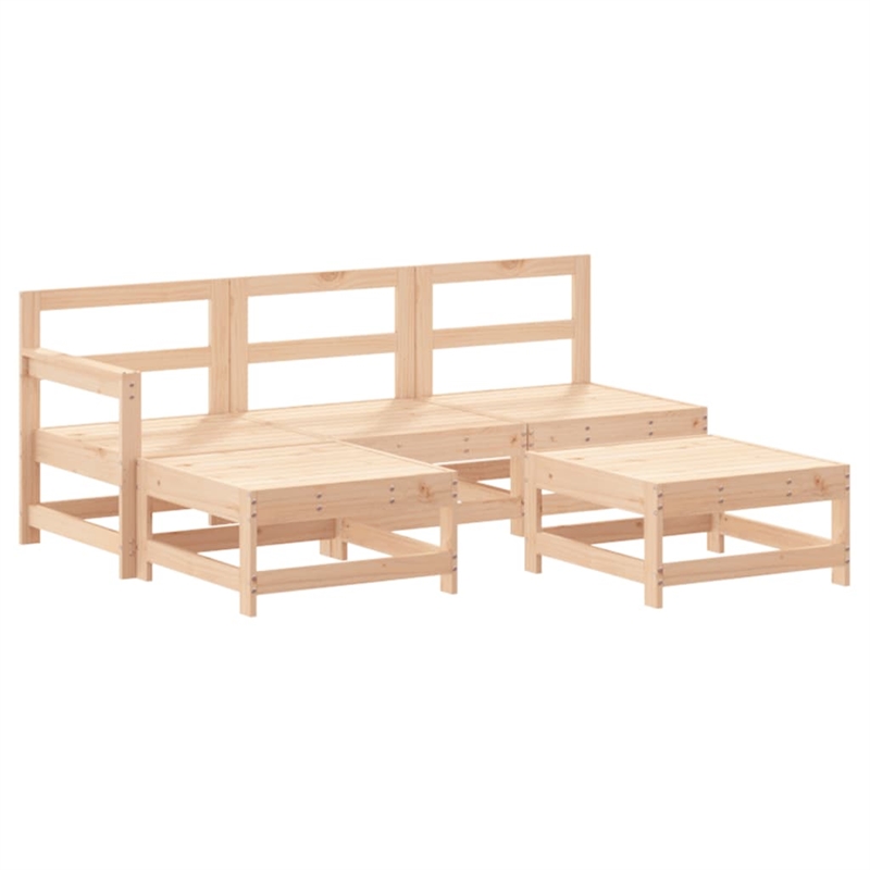 vidaXL 5 Piece Wood Medium Garden Lounge Set in Beige