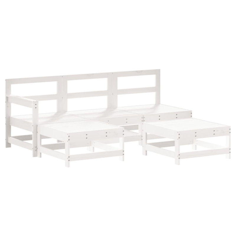 vidaXL 5 Piece Wood Garden Lounge Set in White/Anthracite