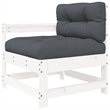 vidaXL 5 Piece Wood Garden Lounge Set in White/Anthracite