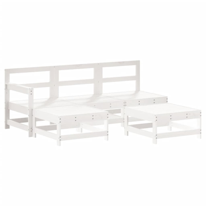 vidaXL 5 Piece Wood Garden Lounge Set in White/Anthracite