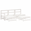 vidaXL 5 Piece Wood Garden Lounge Set in White/Anthracite
