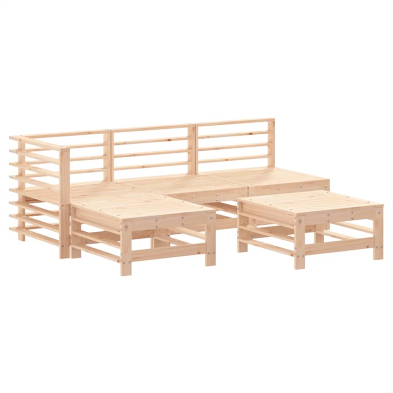 vidaXL 5 Piece Wood Medium Garden Lounge Set in Beige