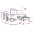 vidaXL 5 Piece Wood Medium Garden Lounge Set in Beige