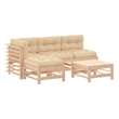 vidaXL 5 Piece Wood Medium Garden Lounge Set in Beige