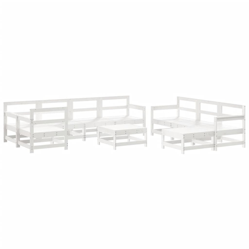 vidaXL 10 Piece Wood Small Garden Lounge Set in White/Anthracite