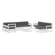 vidaXL 10 Piece Wood Small Garden Lounge Set in White/Anthracite