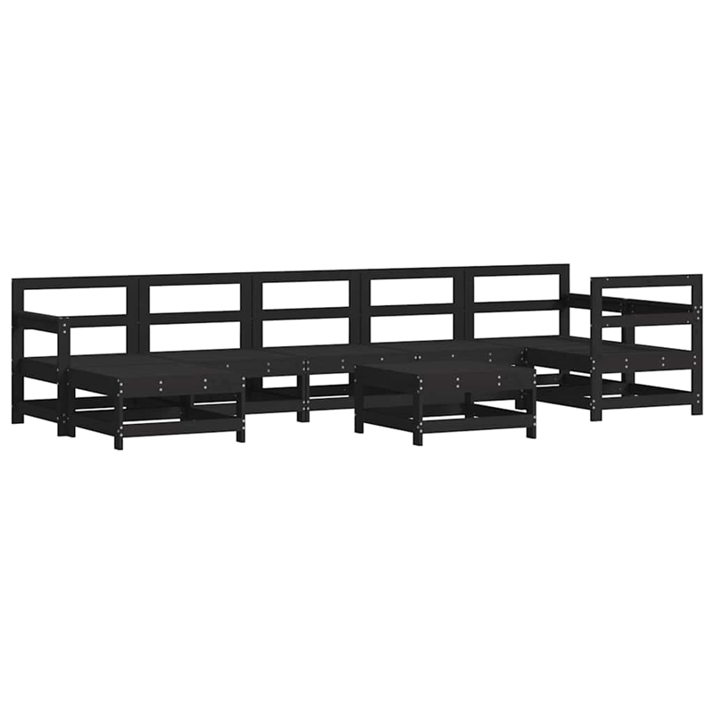 vidaXL 8 Piece Wood Garden Lounge Set in Black