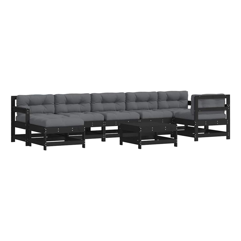 vidaXL 8 Piece Wood Garden Lounge Set in Black
