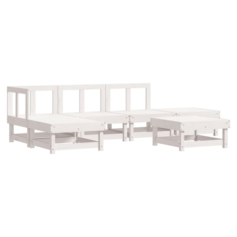 vidaXL 6 Piece Wood Garden Lounge Set in White
