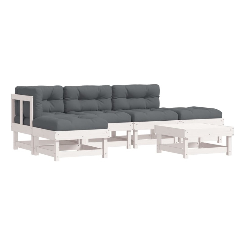 vidaXL 6 Piece Wood Garden Lounge Set in White
