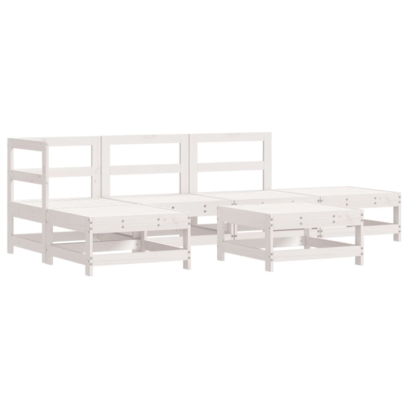 vidaXL 6 Piece Wood Garden Lounge Set in White/Anthracite