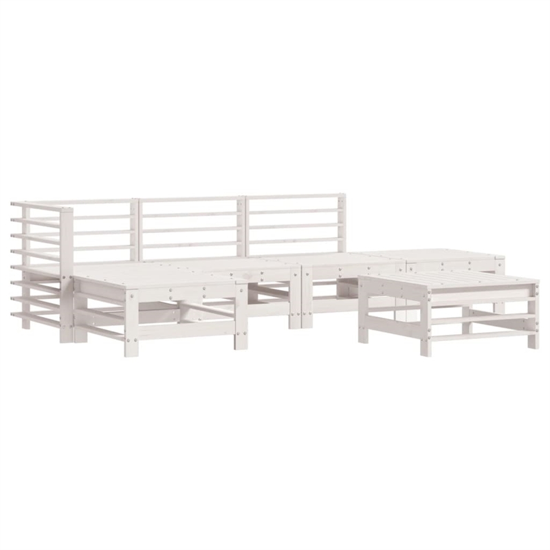 vidaXL 6 Piece Wood Small Garden Lounge Set in White