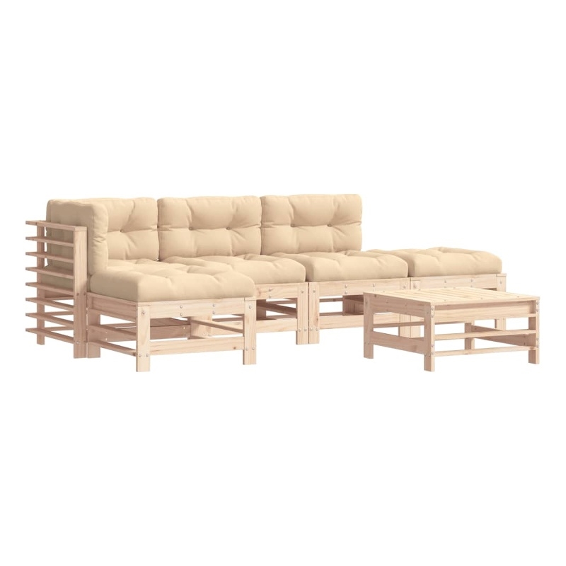 vidaXL 6 Piece Wood Medium Garden Lounge Set in Beige