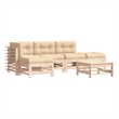 vidaXL 6 Piece Wood Medium Garden Lounge Set in Beige