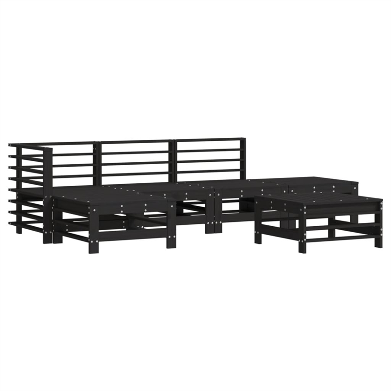 vidaXL 6 Piece Wood Garden Lounge Set in Black